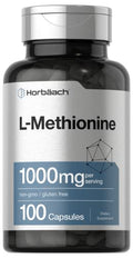L Methionine 1000mg | 100 Capsules | Non-GMO, Gluten Free | Free Form Supplement 