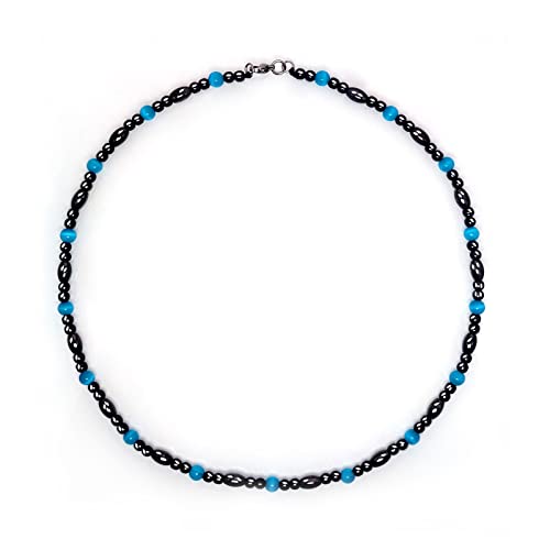 Magnetic Therapy Necklace Hematite Necklace Black Obsidian Aquamarine Magnetic Necklace