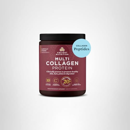 Ancient Nutrition Collagen Peptides Powder, Multi Collagen Protein, Women & Men, Vitamin C, Probiotics, Hydrolyzed Collagen