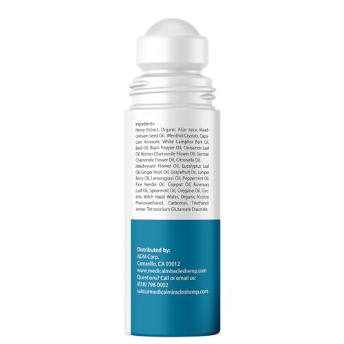 Medical Miracles New Hemp Oil Roll On - Ideal for Muscles, Hips, Joints, Neck, Back, Elbows, Fingers, Hands, and Knees (3000mg Roll-On) Medical MiraclesBuy Supplements Australia