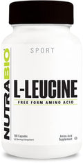 NutraBio 100% Pure L-Leucine - Muscle Recovery and Support - Naturally Fermented Free 