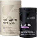Sports Research® Collagen Peptides for Women & Men Hydrolyzed Type 1 & 3 Protein Supplement Easy Mixing Vital Nutrients Proteins and Vegan Biotin 10,000mcg Max Strength B7 120 Softgels (4 Month Supply Sports Research buy supplements Au