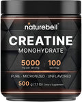 NatureBell Creatine Monohydrate Powder 500 Grams, 5000mg Per Serving