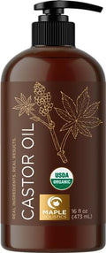 Hexane Free Organic Castor Oil - USDA Organic Castor Oil for Body Detox Hair Growth & Skin Care