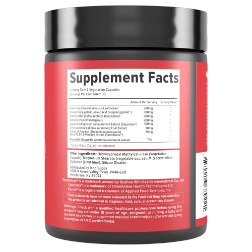 Inno Shred - Day Time Fat Burner | 100mg Capsimax, Grains of Paradise, Organic Caffeine InnoSuppsBuy Supplements Australia
