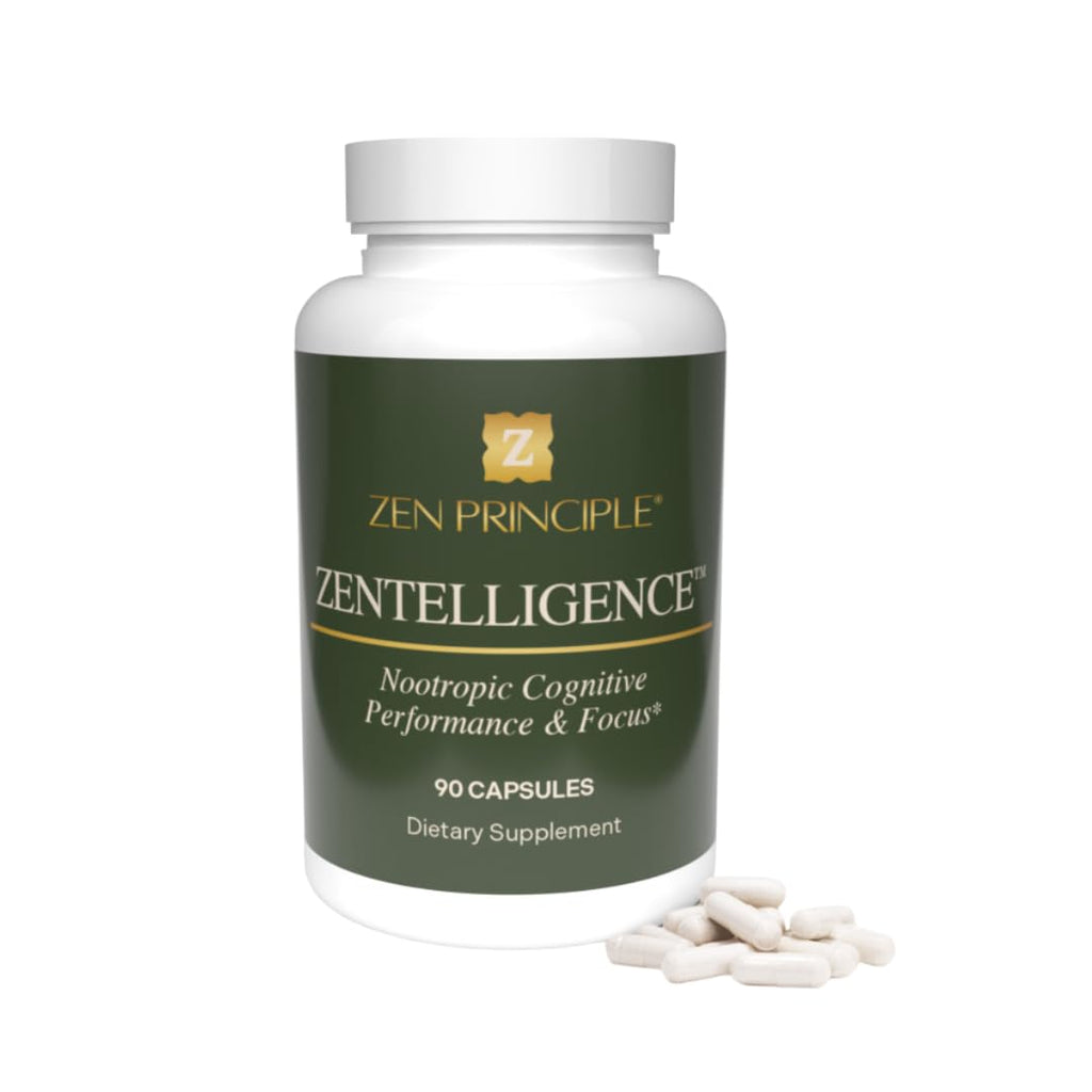 Zen Principle Zentelligence™ Focus Nootropic Supplement for Students & Professionals | Energy, Memory & Stress Support | Jitter-Free Formula with L-Theanine, Ginkgo Biloba, Huperzine A. 90 Capsules Zen PrincipleBuy Supplements Australia