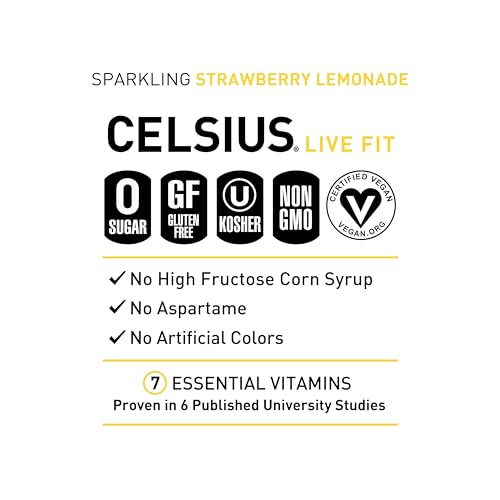 CELSIUS Sparkling Strawberry Lemonade, Functional Essential Energy Drink, 12 Fl Oz CELSIUSBuy Supplements Australia