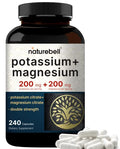 Potassium Magnesium Supplement – 200mg + | 240 Capsules Easily Absorbed Citrate 