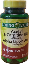 Spring Valley - Acetyl L-Carnitine 800mg Plus Alpha Lipoic Acid 400mg, 50 Capsules