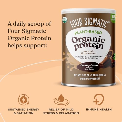 Four Sigmatic Organic Plant-Based Protein Powder Creamy Cacao Protein with Lion’s Mane Four SigmaticBuy Supplements Australia