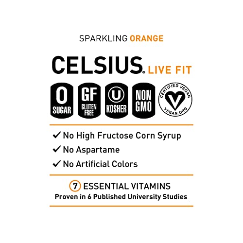 CELSIUS Sparkling Orange, Functional Essential Energy Drink 12 Fl Oz (Pack of 12) CELSIUSBuy Supplements Australia