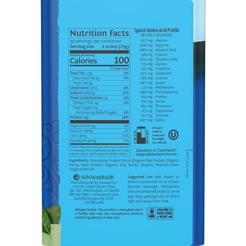 Vegan Organic Protein Powder Plant-based | BCAA Amino Acids Hemp Seed Soy Free SunwarriorBuy Supplements Australia