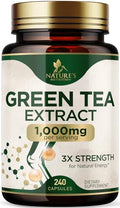 Nature's Green Tea Extract Pills 98% Standardized EGCG 1000mg - 3X Strength for Natural