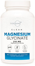 Type Zero Magnesium Glycinate (210mg | 180 Capsules) Pure, Non-GMO, Gluten Free