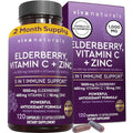 Viva Naturals Sambucus Elderberry with Vitamin C and Zinc for Adults - 5 in 1 Sambucus 