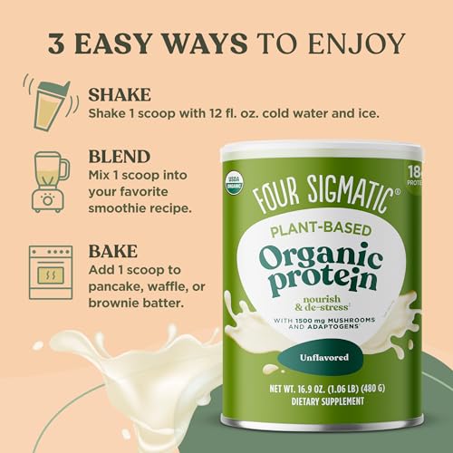 Four Sigmatic Organic Plant-Based Protein Powder Unflavored Protein with Lion’s Mane Four SigmaticBuy Supplements Australia