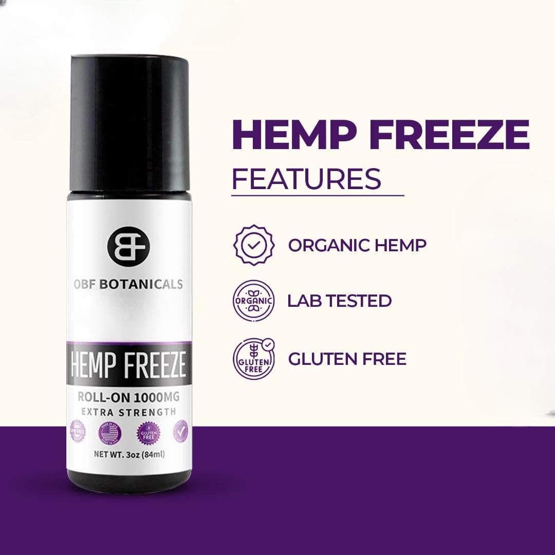 OBF Botanicals Hemp Roll On 3 Oz Instant Effect Topical Pain Relief Hemp Extract and Menthol Concentrated Roll On for Aching Muscles, Joint Relief, Ligaments - 1000mg OBF BotanicalsBuy Supplements Australia