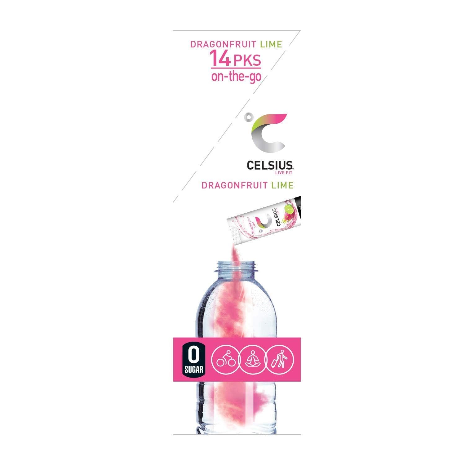 CELSIUS Dragonfruit Lime On-the-Go Powder Stick Packs, Zero Sugar 14 Count(Pack of 1) CELSIUSBuy Supplements Australia