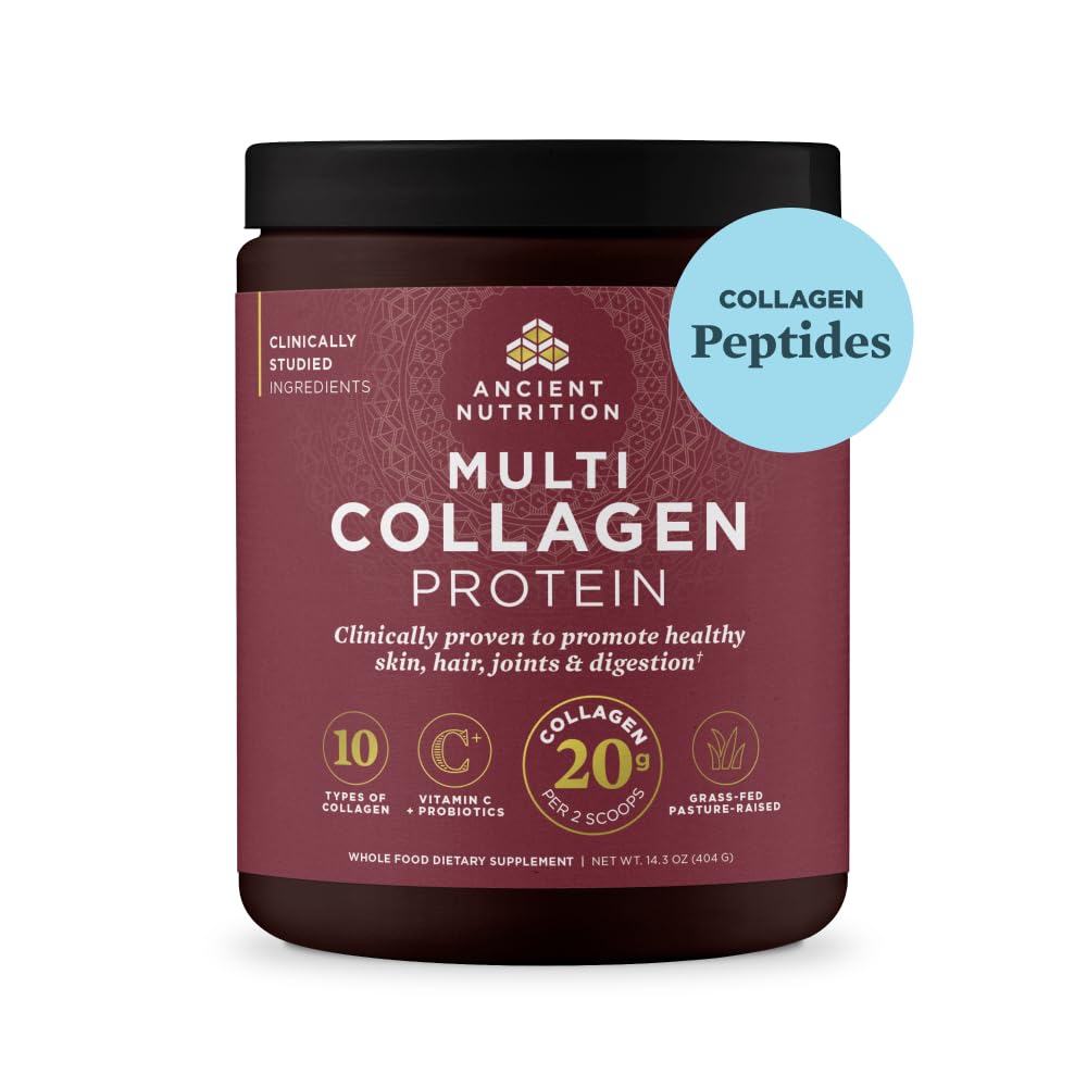 Ancient Nutrition Collagen Peptides Powder, Multi Collagen Protein, Women & Men, Vitamin C, Probiotics, Hydrolyzed Collagen