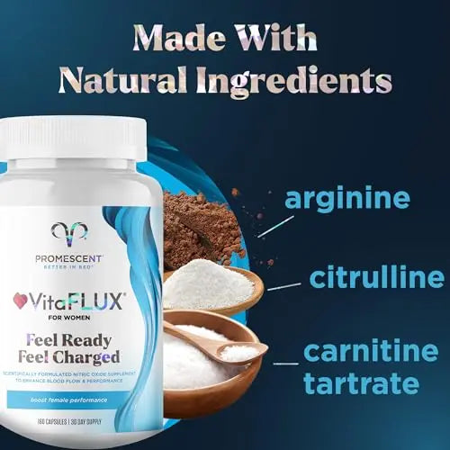 Promescent VitaFLUX Women's Nitric Oxide Booster Supplement, Boost Energy & Performance - Therapeutic Dose of Essential Amino Acids L Arginine, L Citrulline, L Carnitine, Zinc (180 Capsules) Promescent buy supplements Au