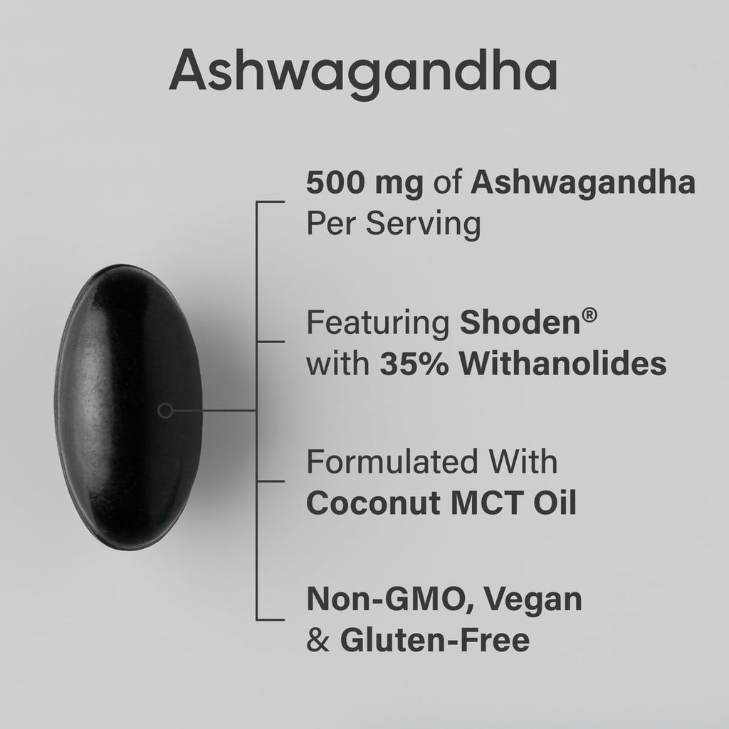 Sports Research® Ashwagandha Softgels with Coconut MCT Oil - Natural Adaptogen Made with Shoden® Ashwa for Relaxation, Calm & Sleep Support - Gluten Free & Vegan Friendly - 60 Count Sports ResearchBuy Supplements Australia