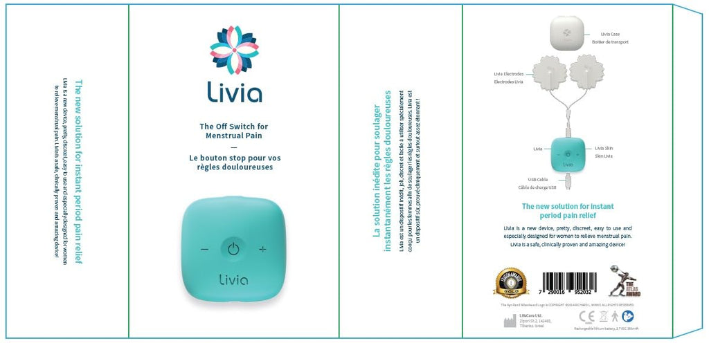 Livia Menstrual Pain Relief Device, Blue-Green - The Off Switch for Period Pain - Portable Unit LiviaBuy Supplements Australia