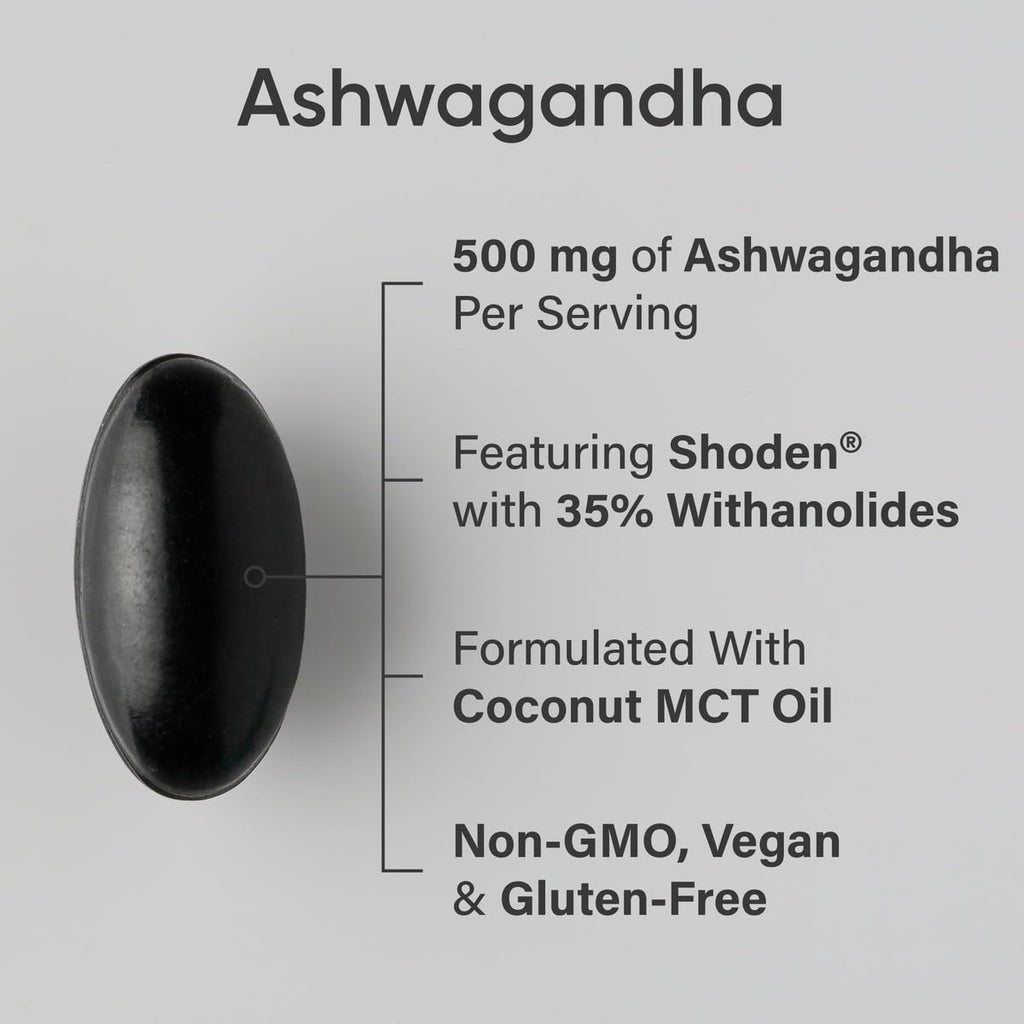 Sports Research® Ashwagandha Softgels with Coconut MCT Oil - Natural Ayurvedic Adaptogen Made with Shoden® Ashwa for Relaxation, Calm & Sleep Support - Gluten Free & Vegan Friendly - 120 Count Sports Research buy supplements Au