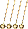 4 PCS 6.7 Inches Coffee/ Tea Spoons Long Handle, Gold, Ice Tea, Espresso Stainless