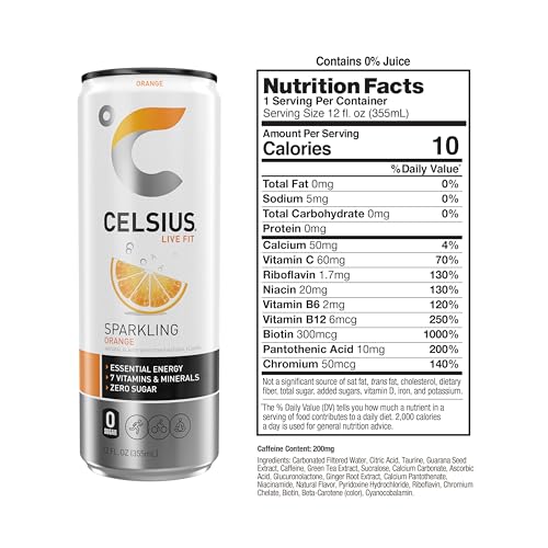 CELSIUS Sparkling Orange, Functional Essential Energy Drink 12 Fl Oz (Pack of 12) CELSIUSBuy Supplements Australia