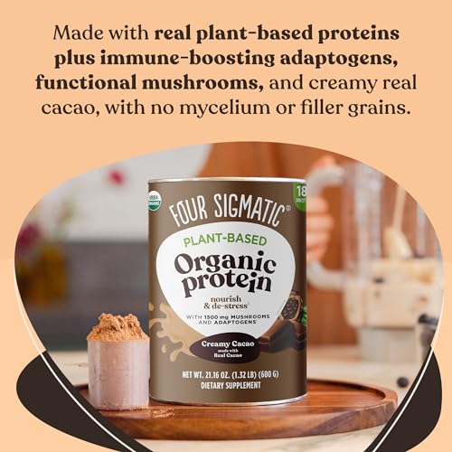 Four Sigmatic Organic Plant-Based Protein Powder Creamy Cacao Protein with Lion’s Mane Four SigmaticBuy Supplements Australia