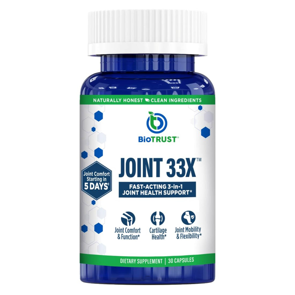 BioTrust Joint 33X Advanced 3-in-1 Joint Support Supplement - Healthy Flexibility, Mobility Relief & Comfort - Boswellia Serrata, Type II Collagen, Hyaluronic Acid - 30 Capsules BioTrustBuy Supplements Australia