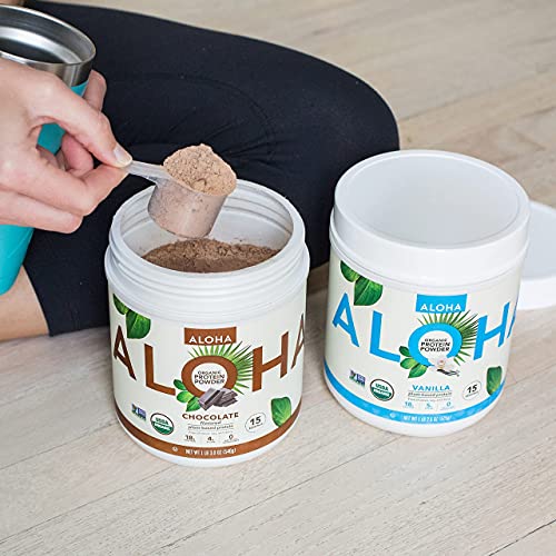 ALOHA Organic Plant Based Protein Powder, Stevia Free, Chocolate, 19.6 oz, 15 Servings ALOHABuy Supplements Australia