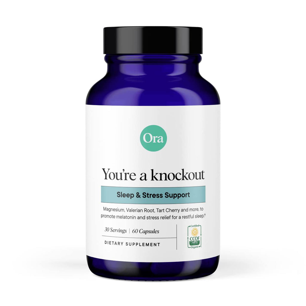 Ora Organic Natural Sleep Aid Supplement Stress Support Calming Herbal Blend with Melatonin from Tart Cherry - Includes Magnesium Citrate, Valerian Root, and Lemon Balm - 1 Month Supply, 60 Capsules Ora OrganicBuy Supplements Australia