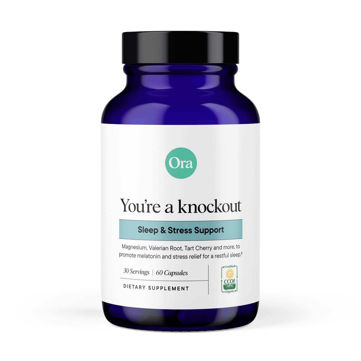 Ora Organic Natural Sleep Aid Supplement Stress Support Calming Herbal Blend with Melatonin from Tart Cherry - Includes Magnesium Citrate, Valerian Root, and Lemon Balm - 1 Month Supply, 60 Capsules Ora OrganicBuy Supplements Australia