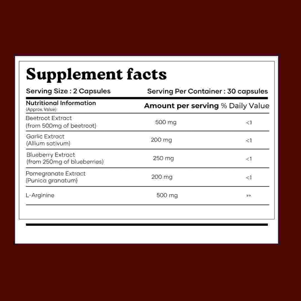 MarsbyGHC Natural Beetroot Capsules | with Garlic, Blueberry, Pomegranate & L-Arginine | Plant-Based Supplement | Pack of 1 mars by GHCBuy Supplements Australia