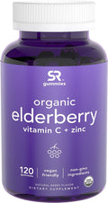 Sports Research Elderberry Gummies Concentrate with Vitamin C, Zinc & Probiotics for Immune Support & Gut Health | USDA Organic, Vegan Certified & Non-GMO Verified (120 Gummies) Sports Research buy supplements Au