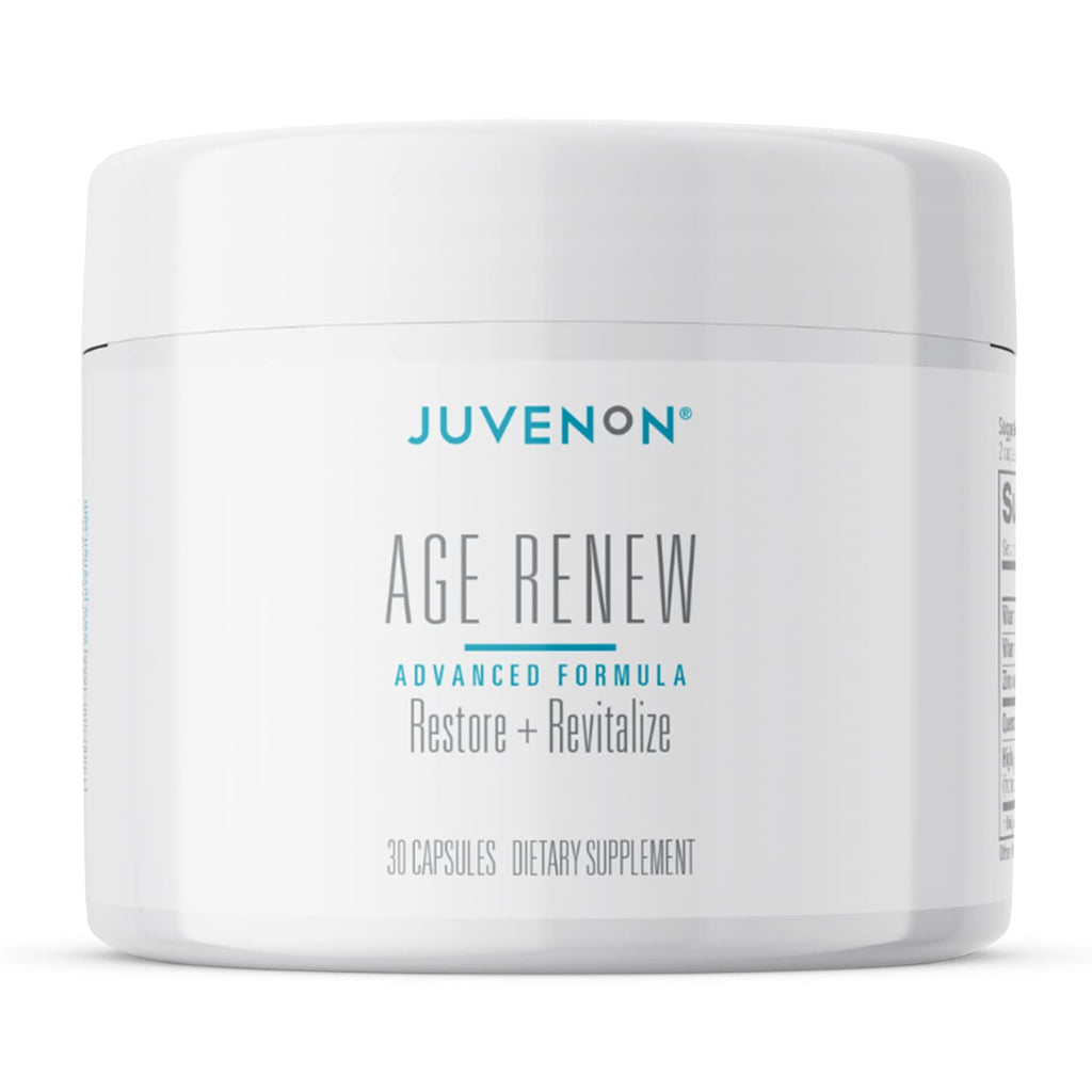 Juvenon Age Renew supplement jar on a white background