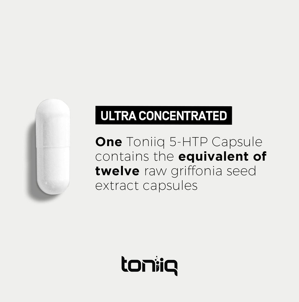 Toniiq Ultra High Strength 5HTP Capsules - 99%+ Highly Purified and Bioavailable - 12:1 Concentrated Extract - 200mg - 90 Veggie Capsules Toniiq buy supplements Au