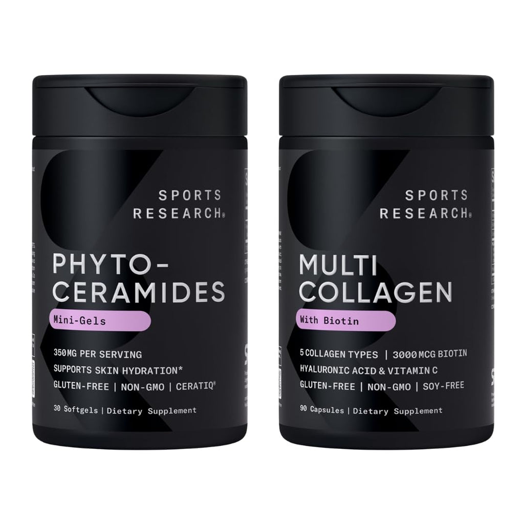 Sports Research® Supplements for Women Pack - Phytoceramides 350mg for Healthy Skin and Hydration + Biotin-Infused Collagen Peptides Complex Sports Research buy supplements Au