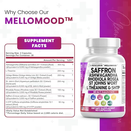 Clean Saffron Supplements with Ashwagandha 8000mg - Mood Support with L-Theanine Clean NutraceuticalsBuy Supplements Australia