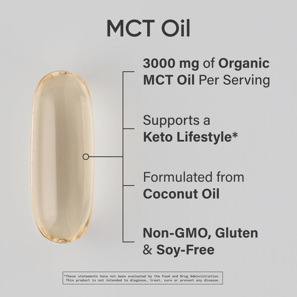 Sports Research MCT Oil Capsules derived from Coconut Oil | Keto Fuel for The Brain & Body | High Potency 3000 mg | Derived from Non-GMO Coconuts (120 Softgels) Sports Research buy supplements Au