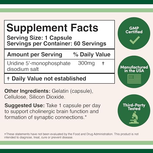 Uridine Monophosphate - Third Party Tested (Choline Enhancer, Beginner Nootropic) Double Wood SupplementsBuy Supplements Australia