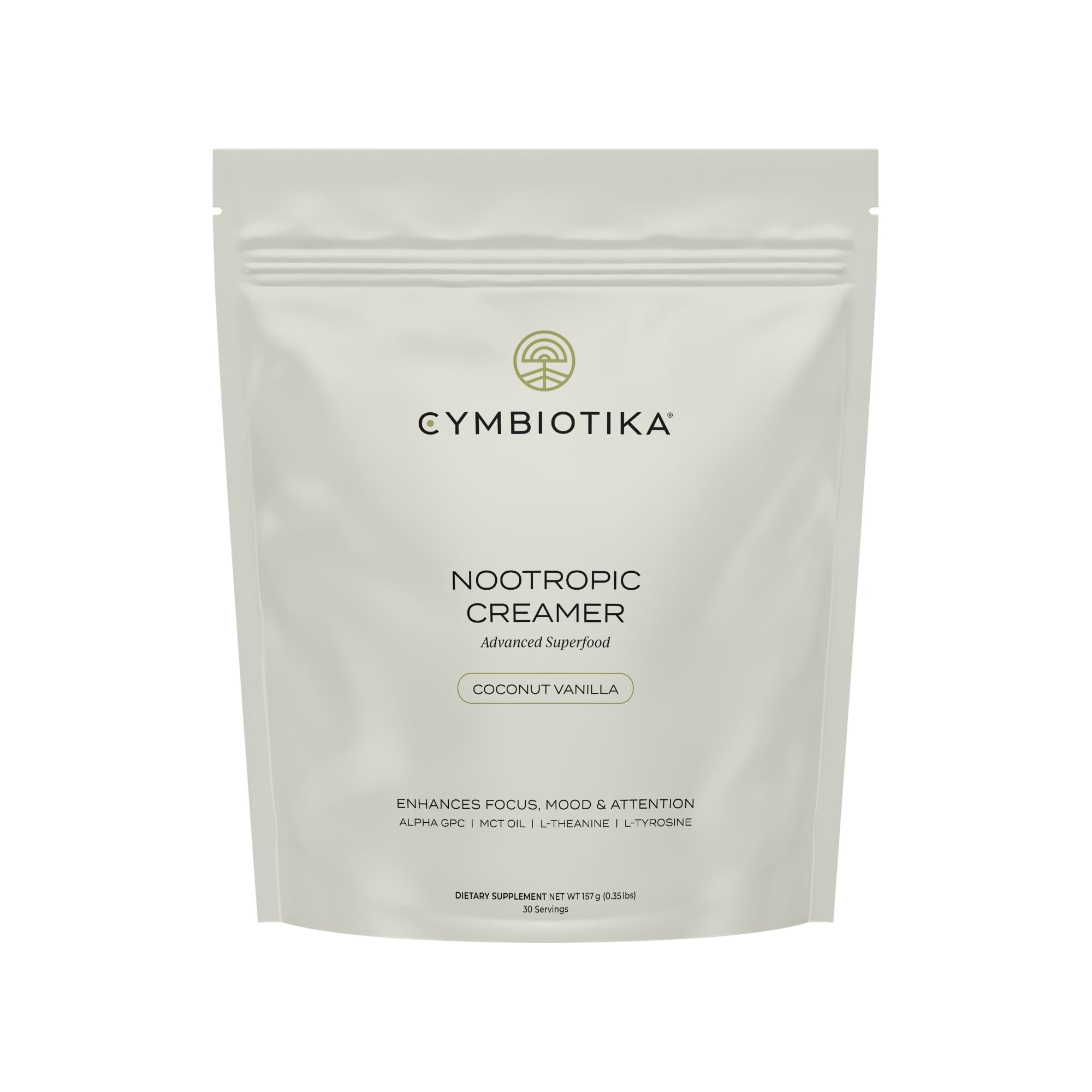 CYMBIOTIKA Nootropic Creamer – MCT Oil, Alpha GPC, L-Theanine – Keto, Vegan, Sugar-Free Coffee Creamer for Focus, Energy & Mental Clarity – Coconut Vanilla Flavor, 30 Servings CYMBIOTIKABuy Supplements Australia