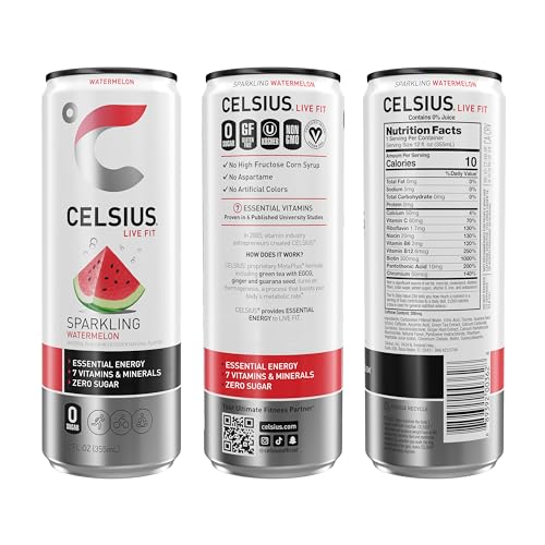 CELSIUS Sparkling Watermelon, Functional Essential Energy Drink 12 Fl Oz (Pack of 12) CELSIUSBuy Supplements Australia
