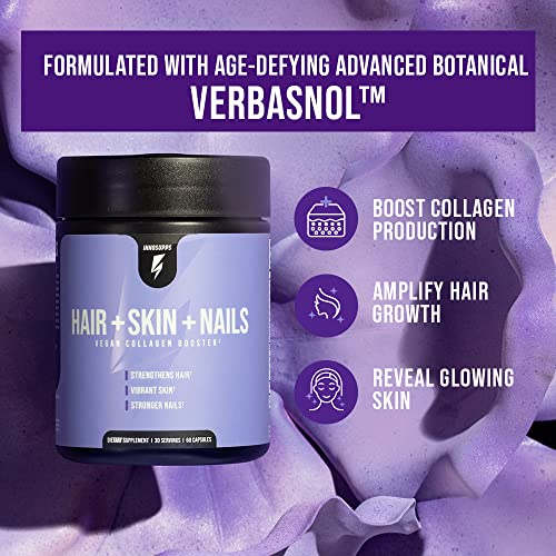 InnoSupps Hair + Skin + Nails | Vegan Collagen Booster | Biotin, Verbasnol, B12, Horsetail InnoSuppsBuy Supplements Australia
