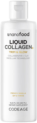 Codeage Liquid Collagen Supplement Vanilla Flavor, Beauty Trim & Glow Liposomal Collagen Peptides, CLA Conjugated Linoleic Acid, Hyaluronic Acid, Vitamin E, Hydrolyzed, Non-GMO, 15.22 fl oz CodeageBuy Supplements Australia