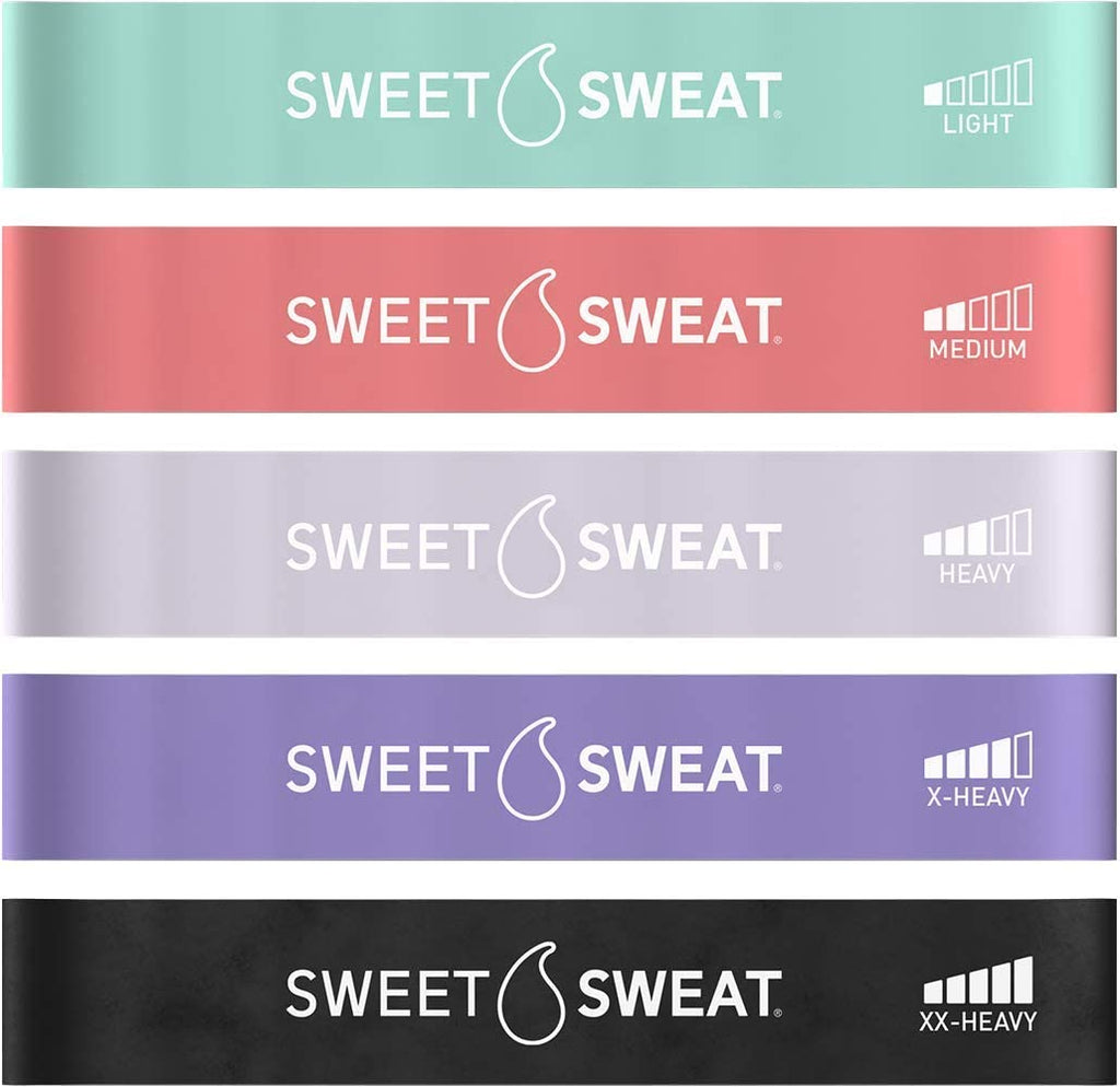 Sweet Sweat Mini Loop Resistance Bands - Set of 5 | Exercise Hip Booty Bands for Squats, Lunges, Physical Therapy, Yoga, Pilates, Rehab & Home or Gym Workouts Sports Research buy supplements Au