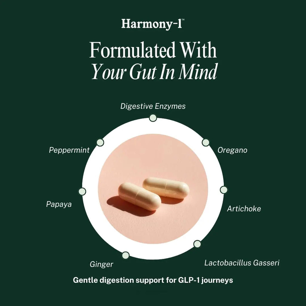 Harmony-1 Gut Health Supplement — Digestive Enzymes + Probiotics for Bloating Relief & Digestive Comfort — GLP-1 Friendly Digestive Support — 60 Capsules Harmony-1 buy supplements Au