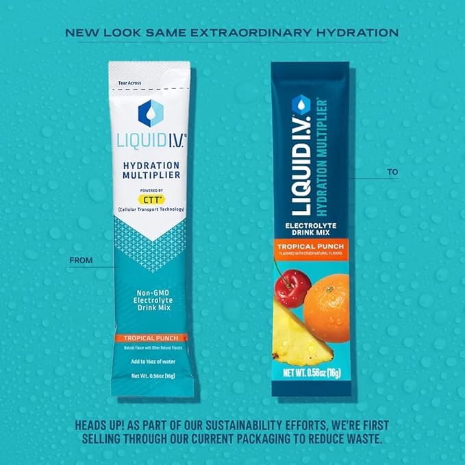 Liquid I.V.® Hydration Multiplier - Tropical Punch | Electrolyte Powder Drink Mix | 3 Pack (48 Servings) Liquid I.V.Buy Supplements Australia