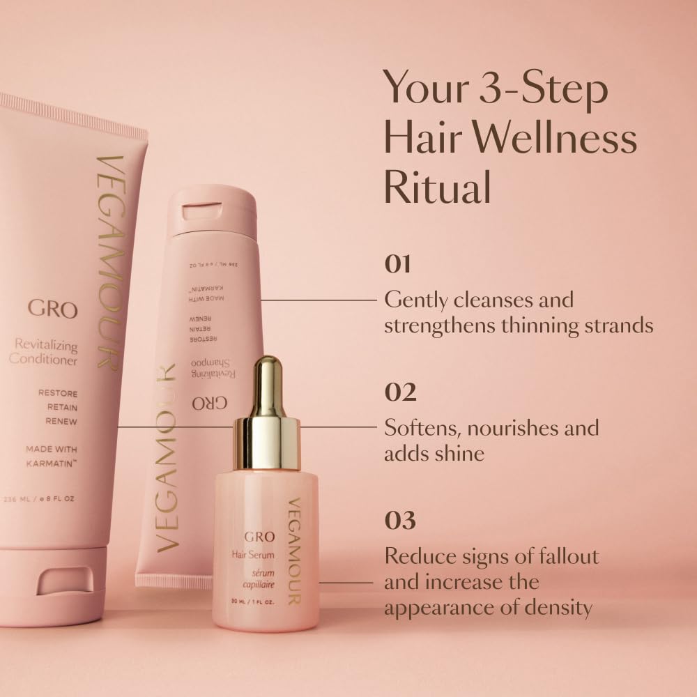 VEGAMOUR GRO Revitalizing Shampoo, Support Thicker, Fuller Looking Hair, Shampoo Formulated Without Sulfates for Thinning Hair with Vegan Keratin, Natural Citrus Scent (8 fl. oz.) VEGAMOURBuy Supplements Australia